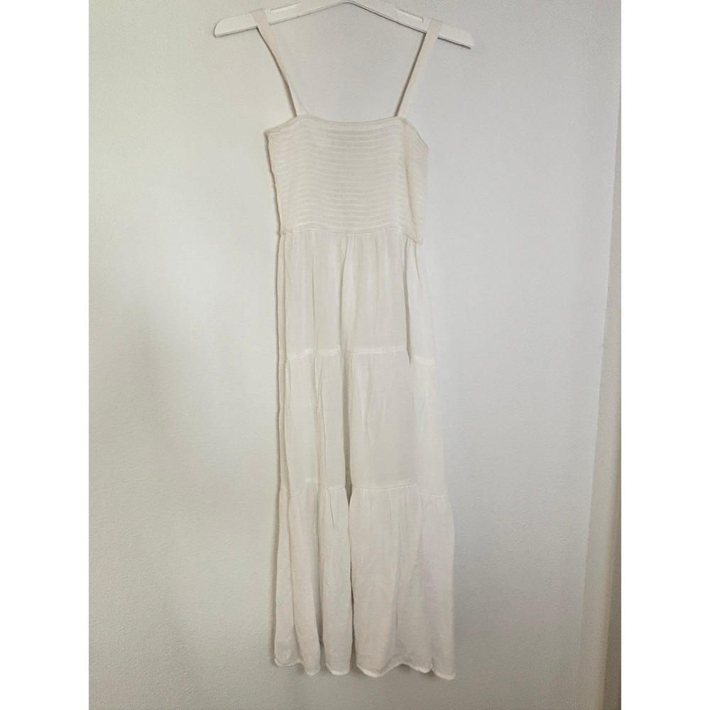 Sweet Wanderer White Smocked Tiered Maxi Dress Boho Sleeveless Medium
